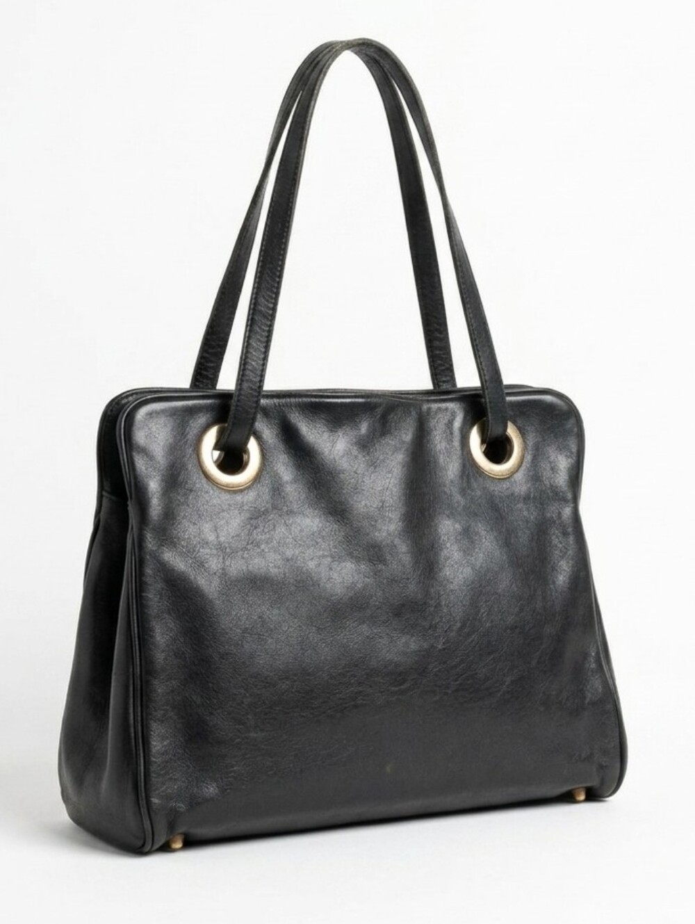 Vintage 60s Margolin Globetrotter Leather Triple Compartment Shoulder Bag